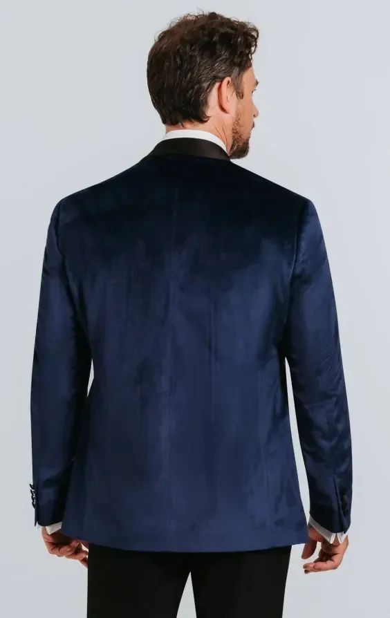Navy Blue Velvet Jacket thumbnail 3