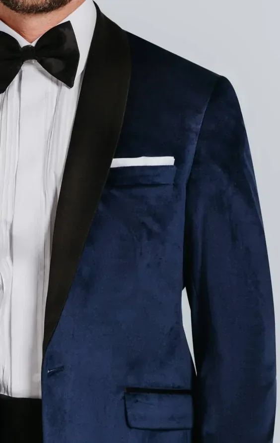 Navy Blue Velvet Jacket thumbnail 5