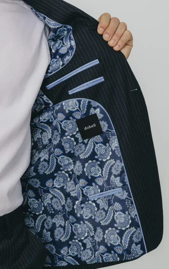 Navy Chalkstripe Suit Jacket thumbnail 6