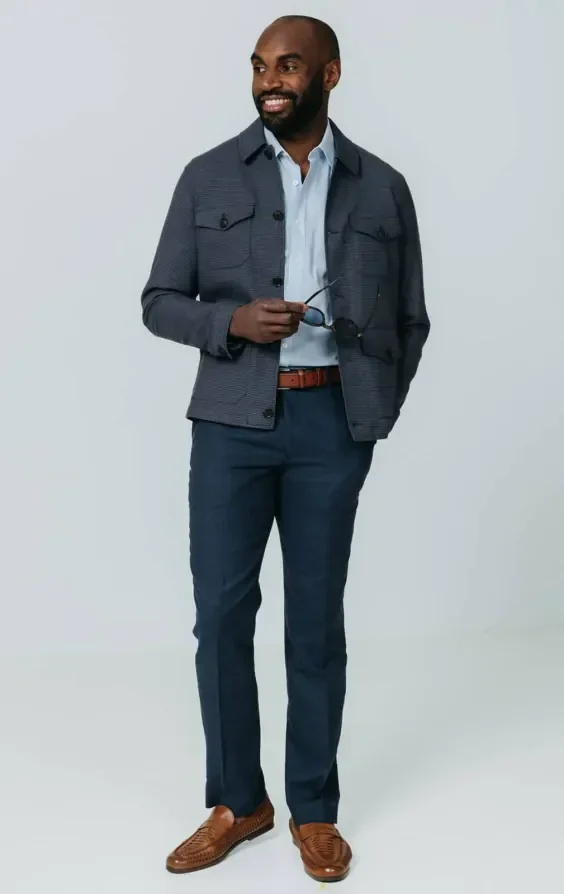 Navy Puppytooth Check Safari Jacket thumbnail 3