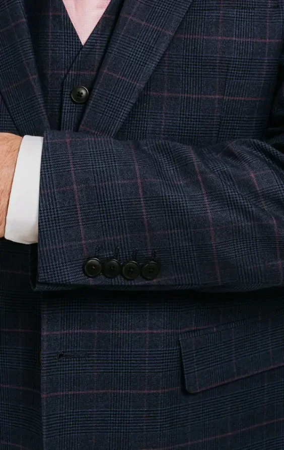 Navy with Pink Check Suit Jacket thumbnail 4