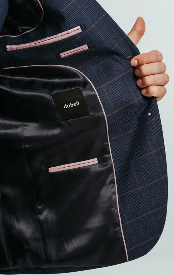 Navy with Pink Check Suit Jacket thumbnail 6