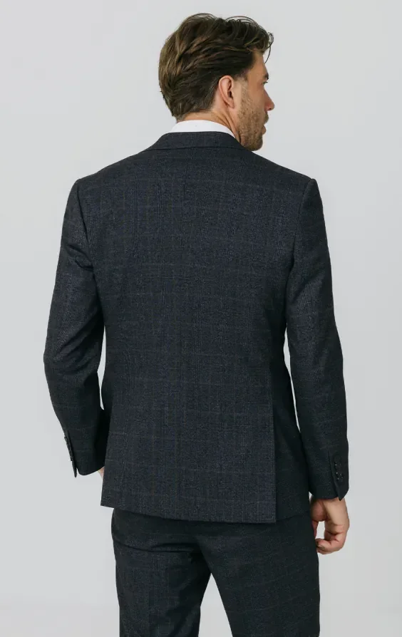 Navy with Rust Check 3 Piece Suit thumbnail 7