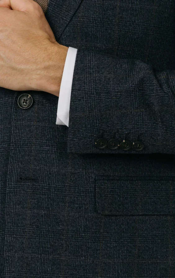 Navy with Rust Check Suit Jacket thumbnail 4