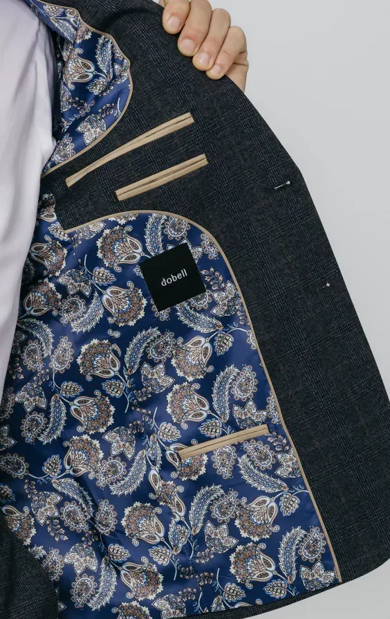 Navy with Rust Check Suit Jacket thumbnail 6