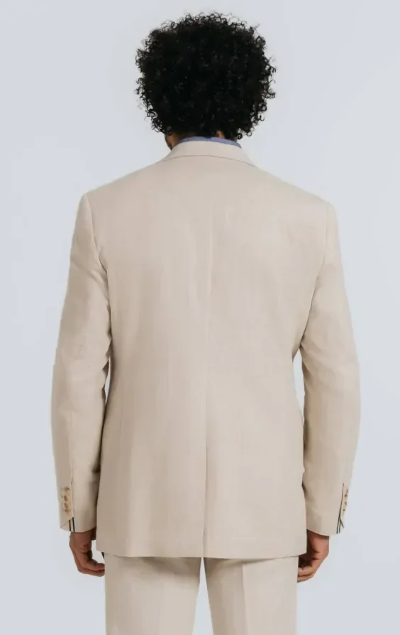 Oatmeal Linen Herringbone Suit Jacket thumbnail 3