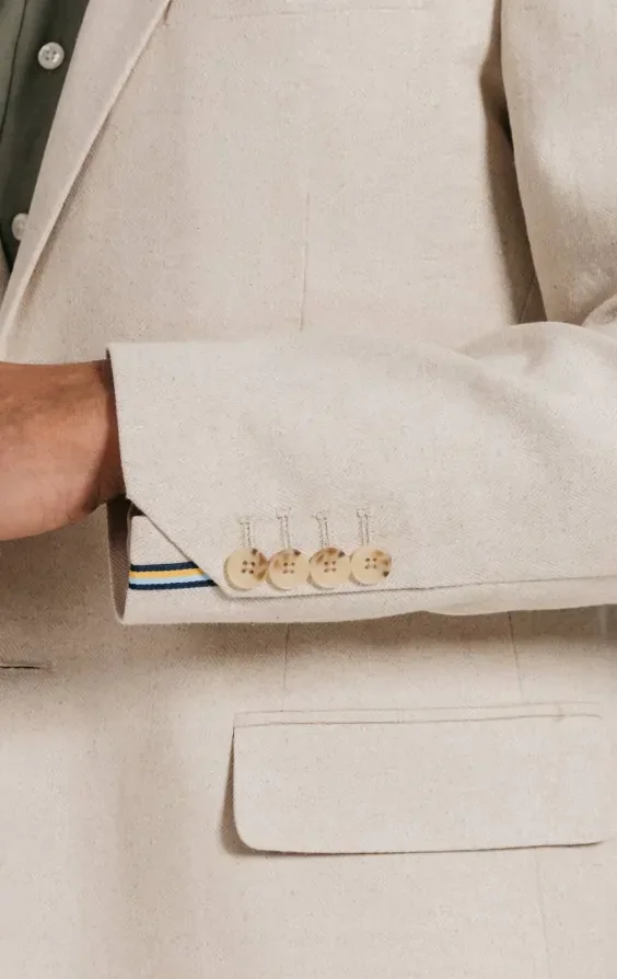 Oatmeal Linen Herringbone Suit Jacket thumbnail 4