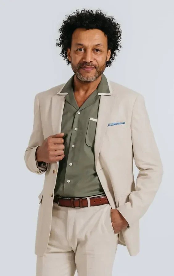 Oatmeal Linen Herringbone Suit thumbnail 2