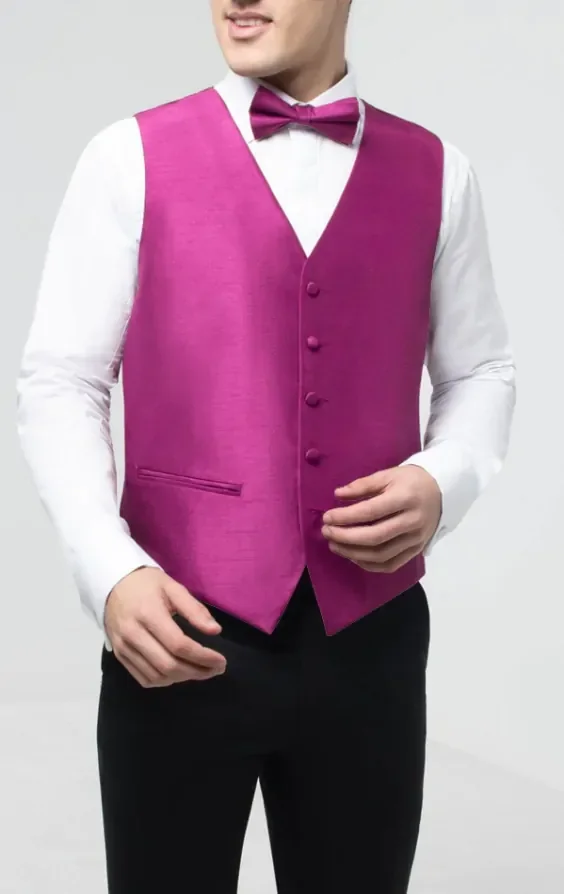 Purple Dupion Waistcoat thumbnail 3