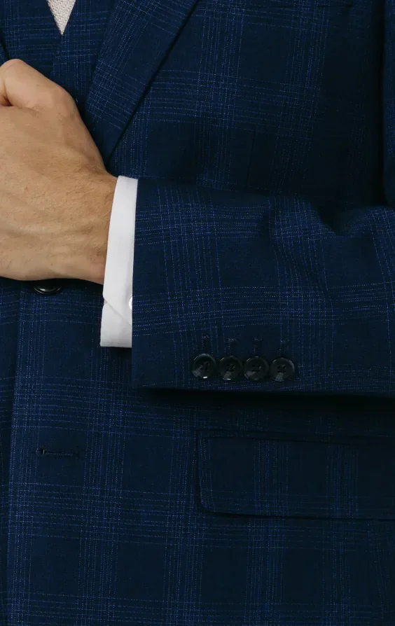 Royal Blue Shadow Check 3 Piece Suit thumbnail 4