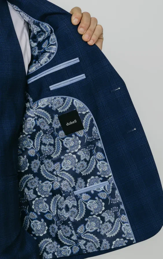 Royal Blue Shadow Check 3 Piece Suit thumbnail 6
