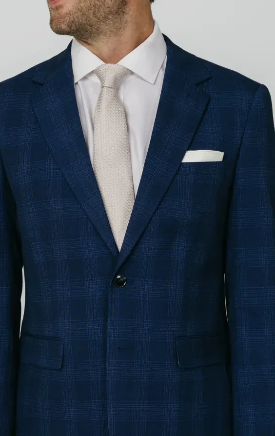 Royal Blue Shadow Check Suit Jacket thumbnail 5