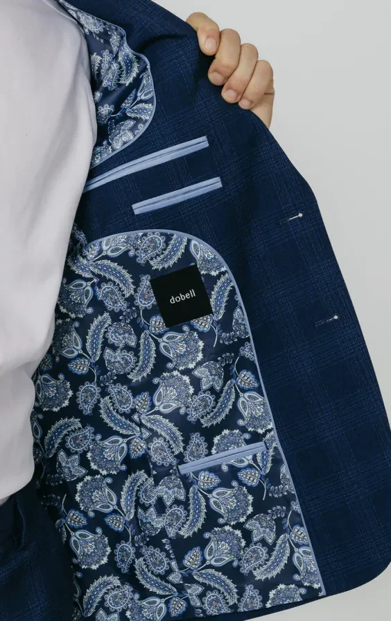 Royal Blue Shadow Check Suit Jacket thumbnail 6