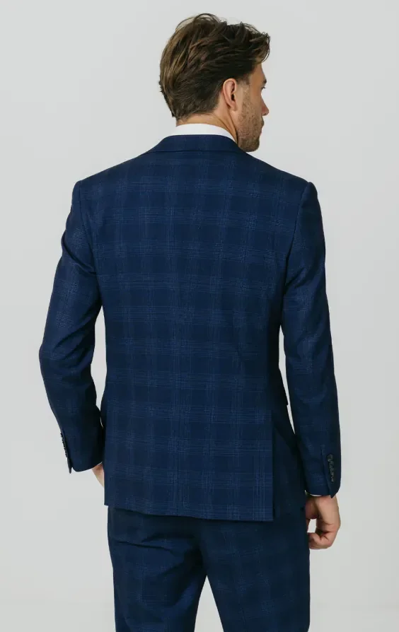 Royal Blue Shadow Check Suit Jacket thumbnail 7