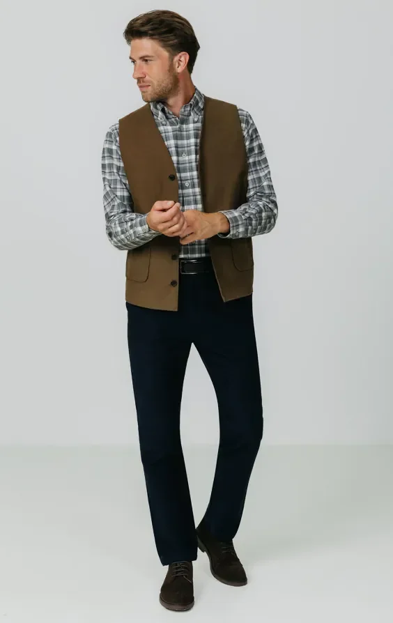 Taupe Moleskin Waistcoat thumbnail 3