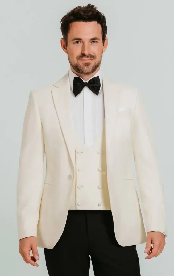 White Notch Lapel 3 Piece Tuxedo thumbnail 2