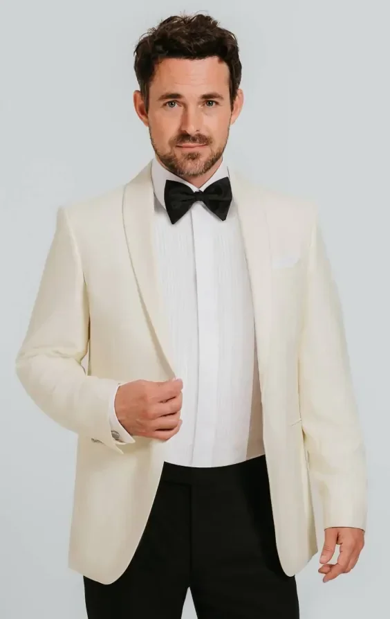 White Shawl Lapel Tuxedo Jacket thumbnail 2