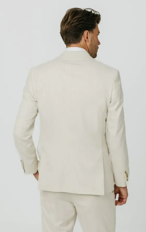 Winter White Twill Double Breasted Suit Jacket with Peak Lapel thumbnail 7