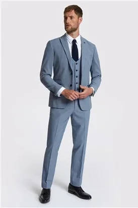 Marc Darcy Slim Fit Bromley Sky Blue Check Suit Jacket thumbnail 8