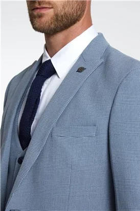 Marc Darcy Slim Fit Bromley Sky Blue Check Suit Jacket thumbnail 10
