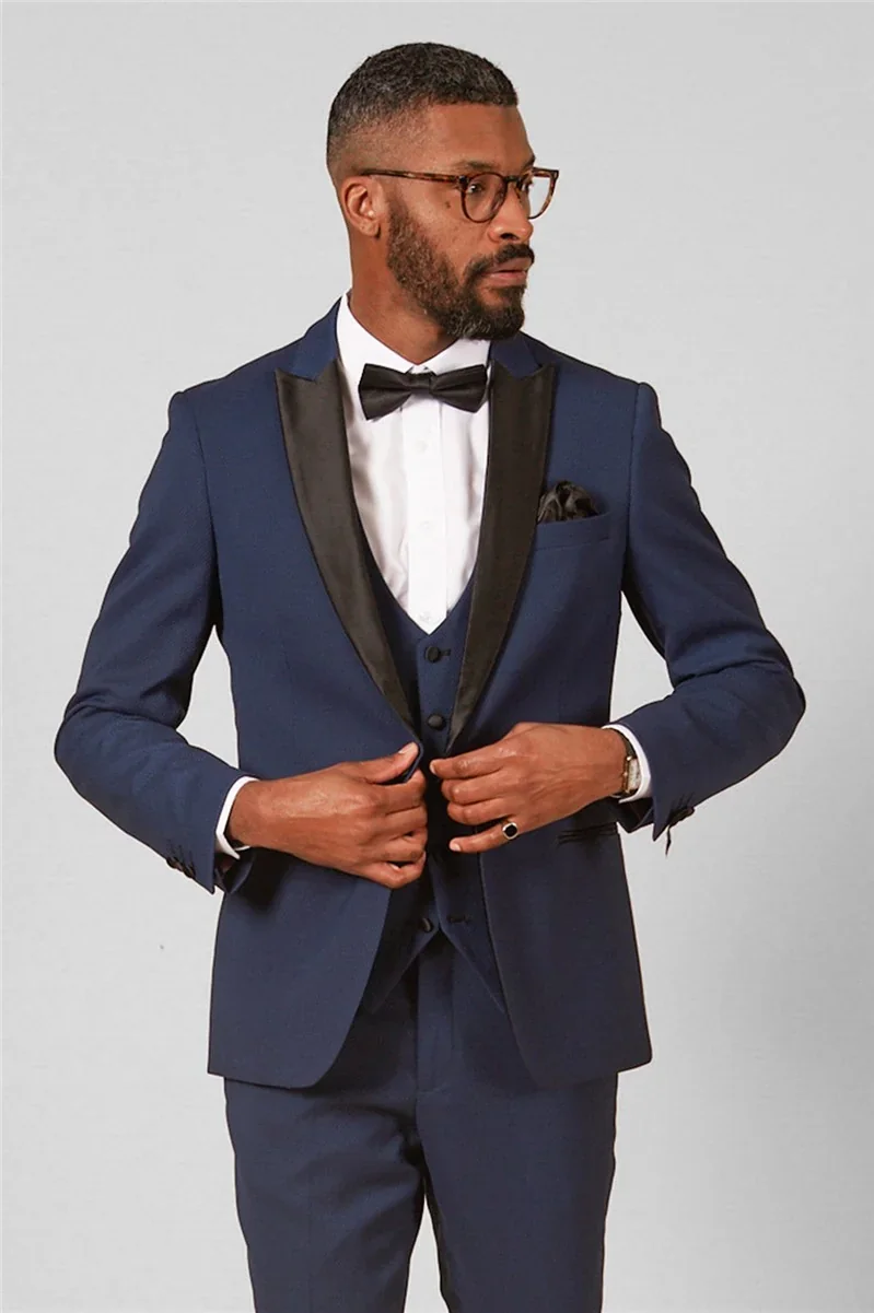 Marc Darcy Slim Fit Dalton Royal Blue Tuxedo Suit Jacket thumbnail 2