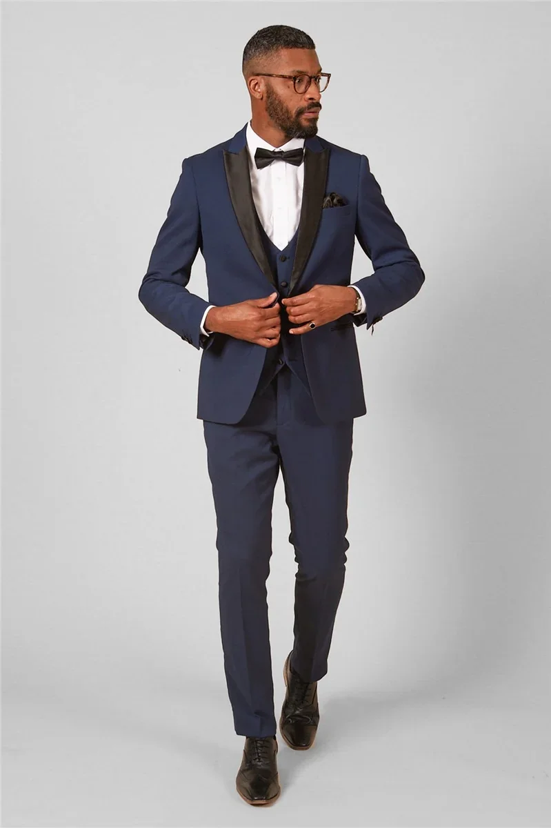 Marc Darcy Slim Fit Dalton Royal Blue Tuxedo Suit Jacket thumbnail 3