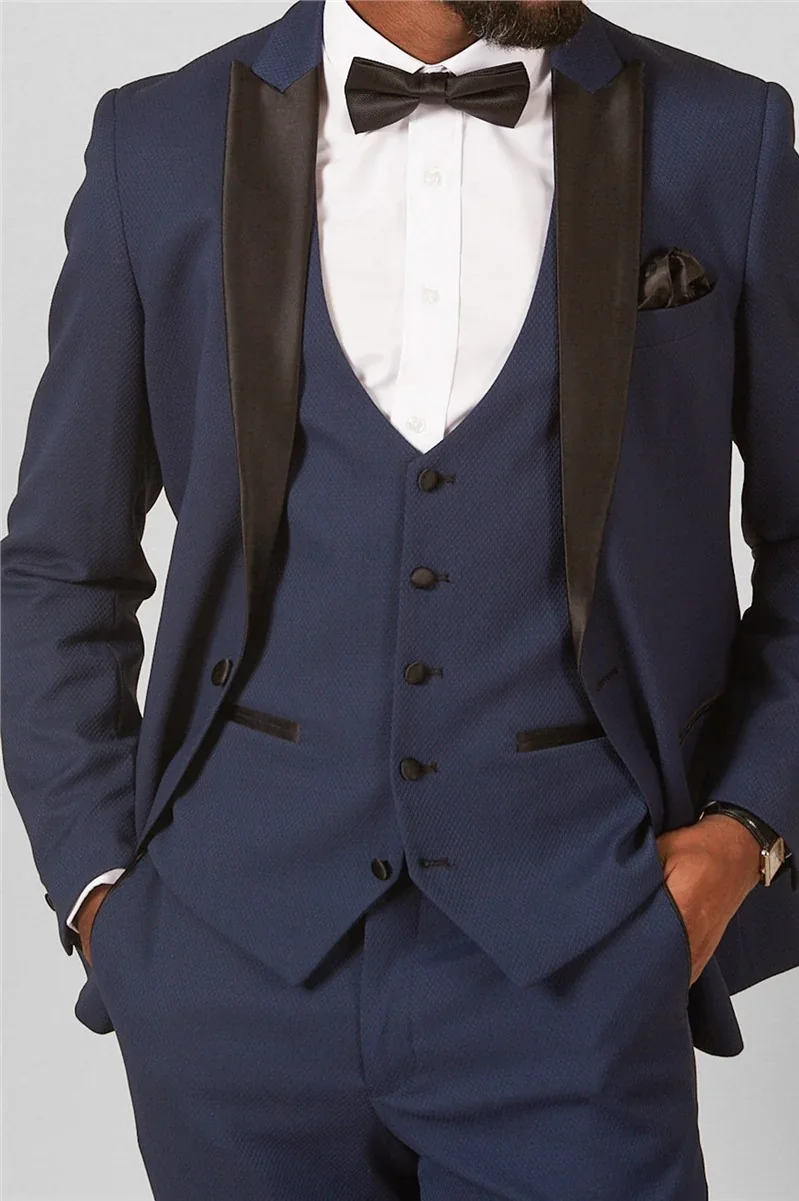 Marc Darcy Slim Fit Dalton Royal Blue Tuxedo Suit Jacket thumbnail 4