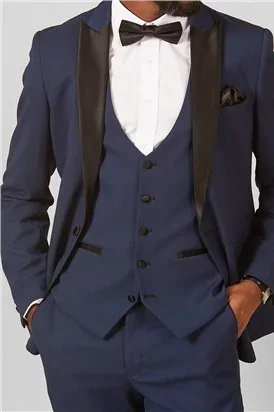 Marc Darcy Slim Fit Dalton Royal Blue Tuxedo Suit Jacket thumbnail 8
