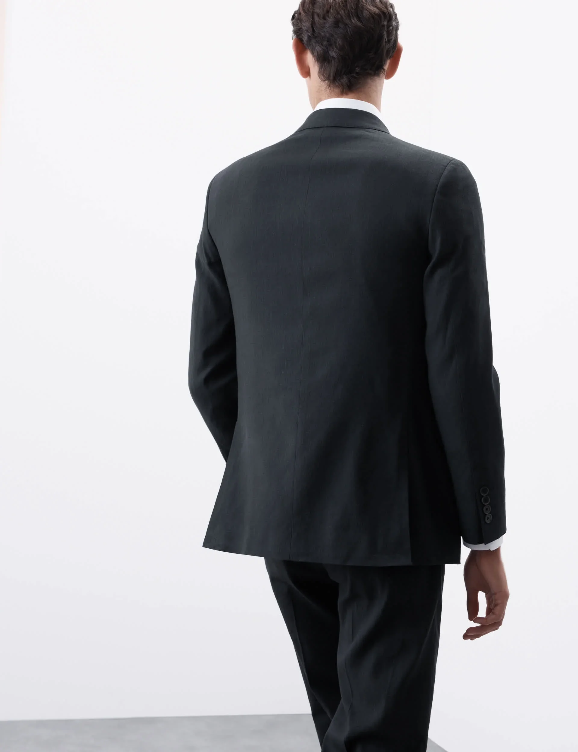 Tailored Fit Italian Performance Linen Blend Double Breasted Suit Jacket thumbnail 9