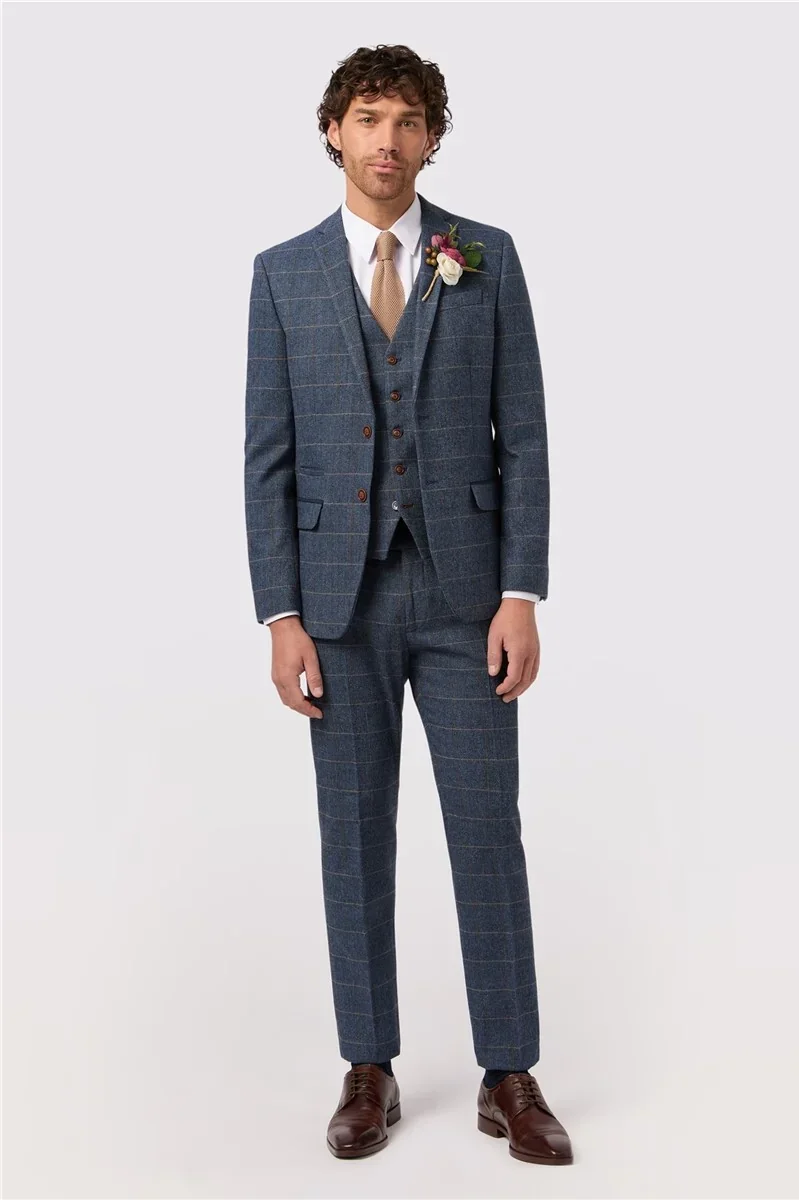 Slim Fit Maverick Navy Herringbone Jacket thumbnail 4